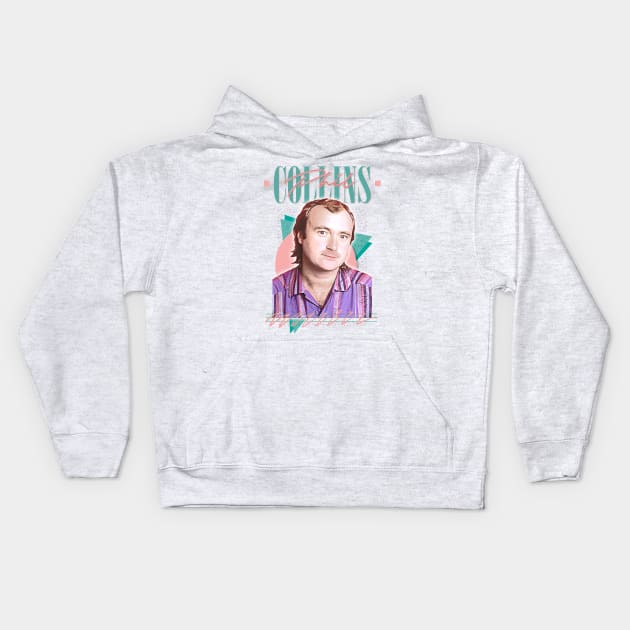 Phil Collins /// Retro 80s Aesthetic Fan Design Kids Hoodie by DankFutura